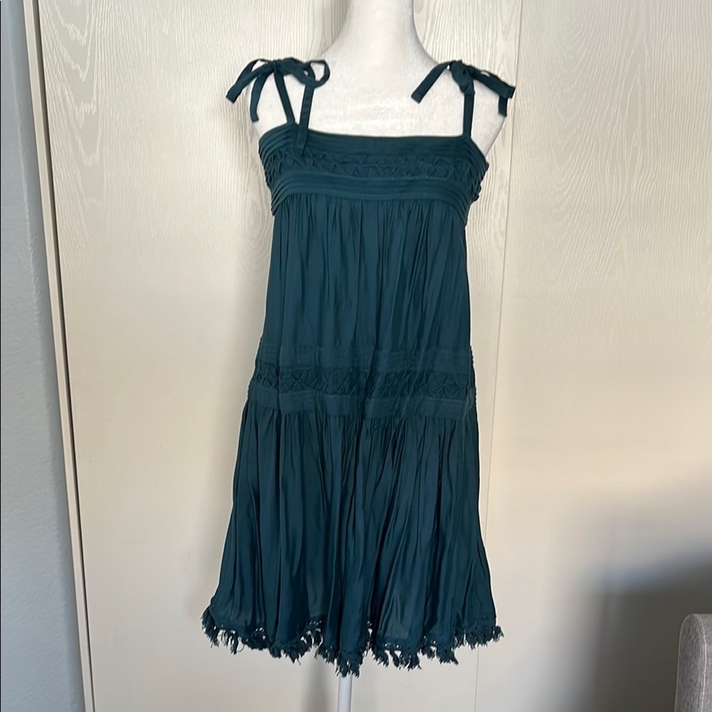 Floreat Blue Smocked Tiered Midi Dress